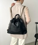 デイバック リュック フェイクレザー 巾着ナッ...の詳細画像1