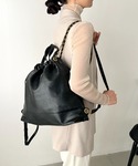 デイバック リュック フェイクレザー 巾着ナッ...の詳細画像2