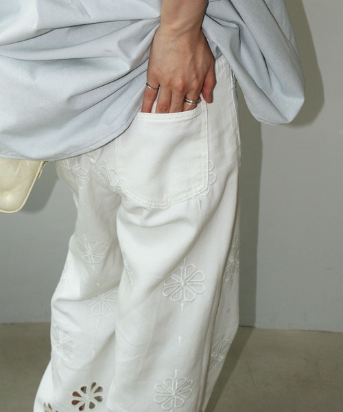 「chuclla」 デニムパンツ L ホワイト レディース_画像4