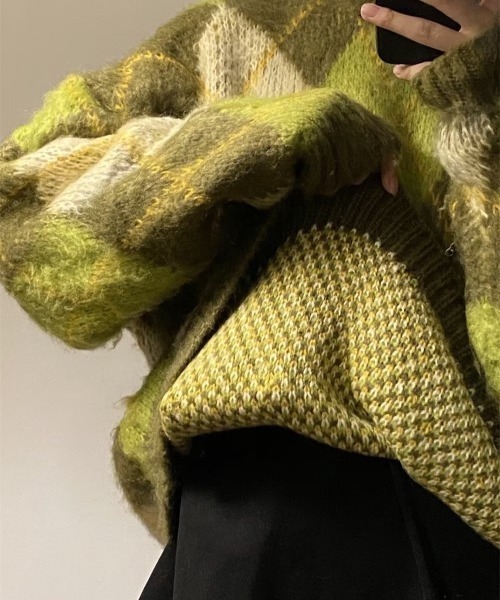 「B.R.U」 「B.R.U」長袖ニット FREE グリーン メンズ_画像4