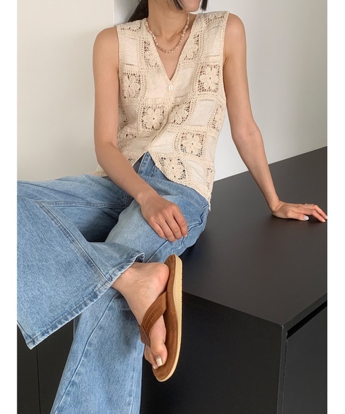 「Didot.showroom」 ニットベスト FREE ベージュ レディース_画像2