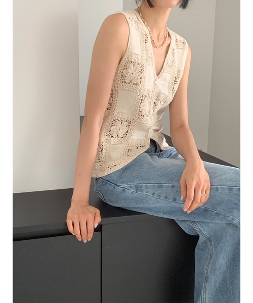 「Didot.showroom」 ニットベスト FREE ベージュ レディース_画像3