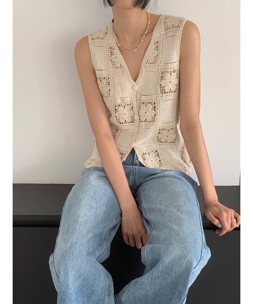 「Didot.showroom」 ニットベスト FREE ベージュ レディース_画像4