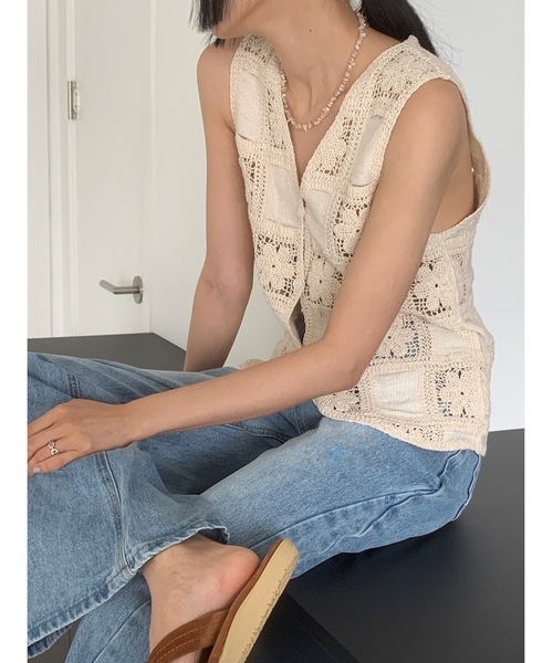 「Didot.showroom」 ニットベスト FREE ベージュ レディース_画像6