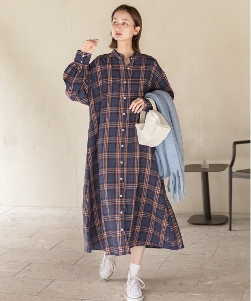 「ad thie」 長袖ワンピース LARGE ブラウン レディース_画像2