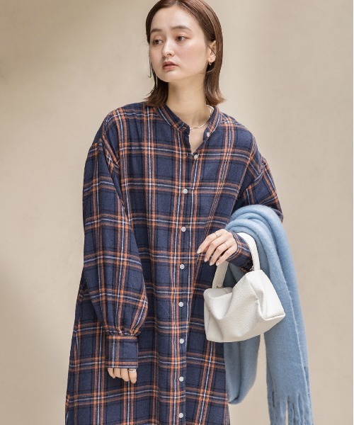 「ad thie」 長袖ワンピース LARGE ブラウン レディース_画像4