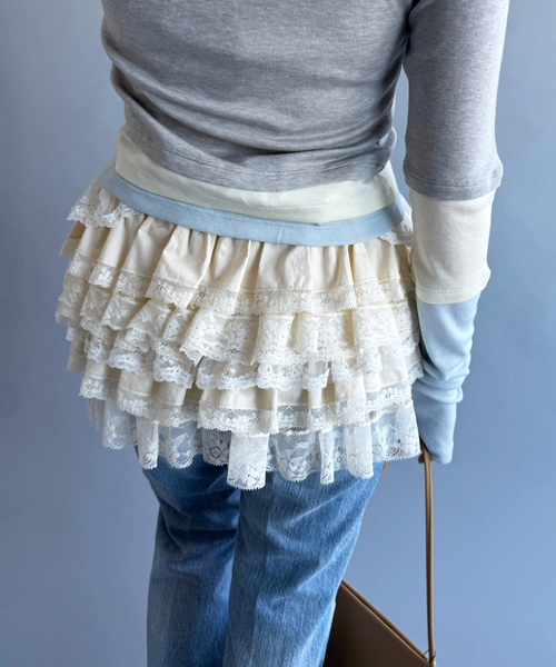 スカート 「YUHAN WANG/ユハン・ワン」lace ruffle tiered skirtの画像