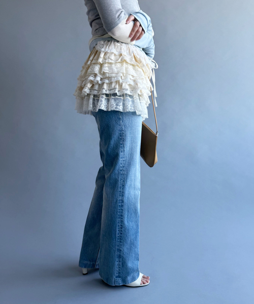 スカート 「YUHAN WANG/ユハン・ワン」lace ruffle tiered skirtの画像