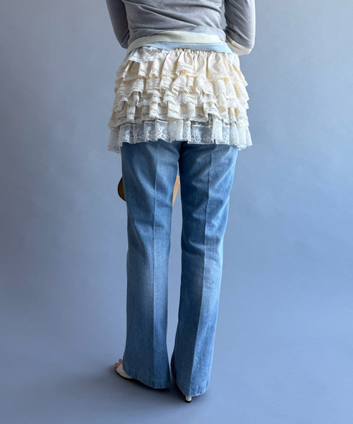 スカート 「YUHAN WANG/ユハン・ワン」lace ruffle tiered skirtの画像
