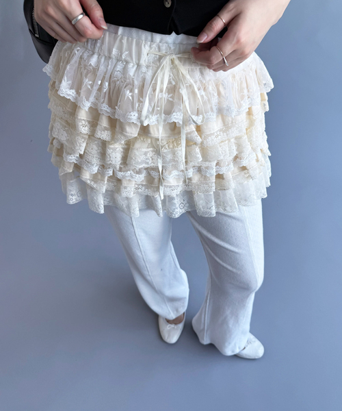スカート 「YUHAN WANG/ユハン・ワン」lace ruffle tiered skirtの画像