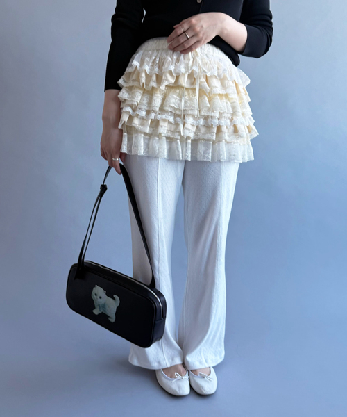 スカート 「YUHAN WANG/ユハン・ワン」lace ruffle tiered skirtの画像