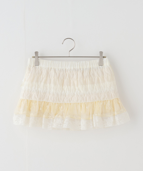 スカート 「YUHAN WANG/ユハン・ワン」lace ruffle tiered skirtの画像