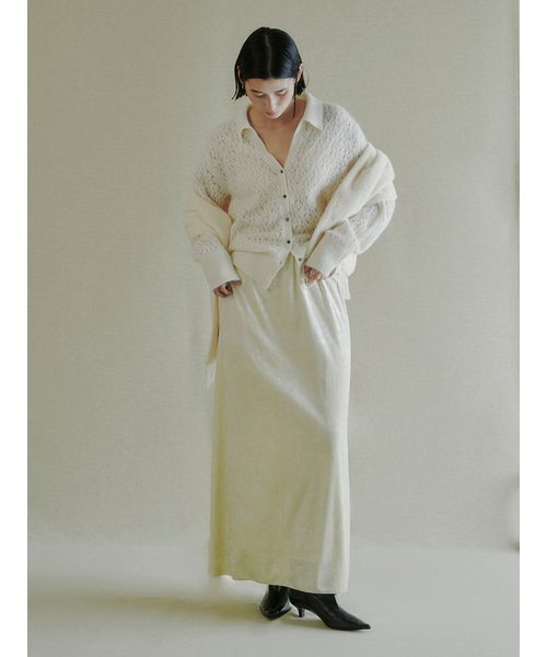 「MIESROHE」 ニットカーディガン F レッド レディースの画像