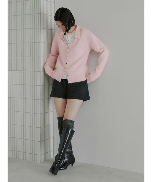 「MIESROHE」 ニットカーディガン F レッド レディースの画像