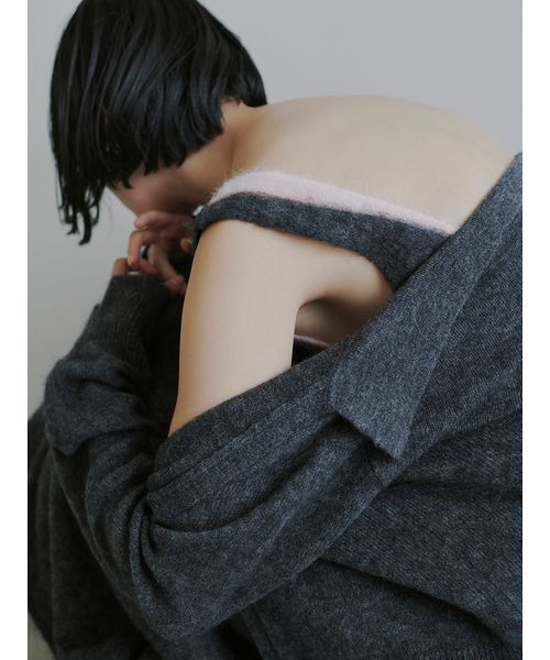 「MIESROHE」 ニットカーディガン F レッド レディースの画像