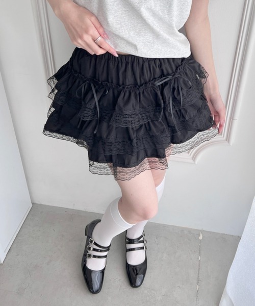 Loueme スカート フリルレースティアードミニスカート : ZOZOTOWN