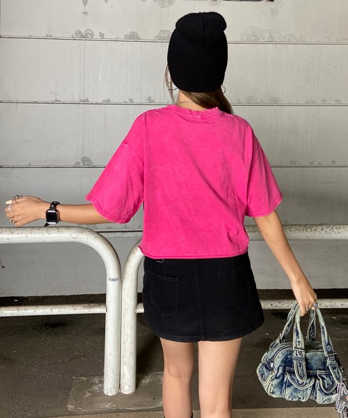 non-hedge（ノンヘッジ） tシャツ 半袖 ダメージ加工ショート丈Tシャツ