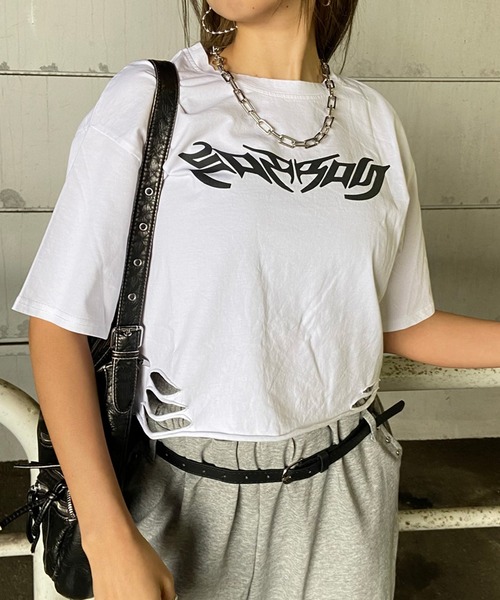Mediam ミディアム ショート Tシャツ 新品 未使用 タグ付き　完売品 non-hedge（ノンヘッジ） tシャツ 半袖 ダメージ加工ショート丈Tシャツ