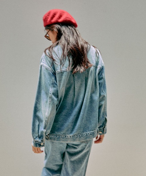 ハンティングワールド デニムジャケット L ワークジャケット ジップ グレー黒 GLOBAL WORK（グローバルワーク） デニムジャケット LARGE グレー