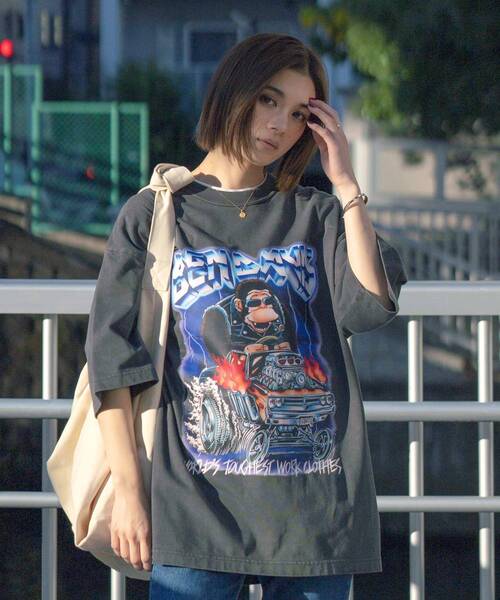 「BEN DAVIS」 半袖Tシャツ X-LARGE チャコール メンズ_画像2