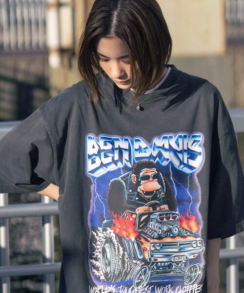 「BEN DAVIS」 半袖Tシャツ X-LARGE チャコール メンズ_画像3