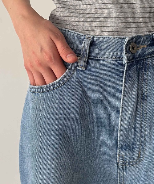 ワイドパンツ ジーンズ デニム デニムパンツ El mar　ダメージデニムパンツ 609 レディースの画像