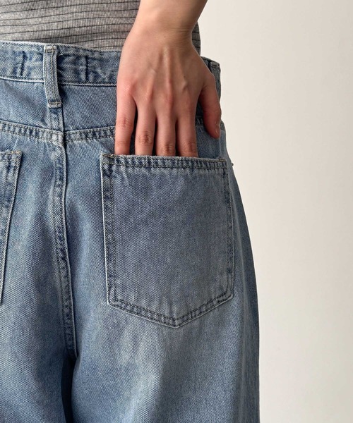 ワイドパンツ ジーンズ デニム デニムパンツ El mar　ダメージデニムパンツ 609 レディースの画像