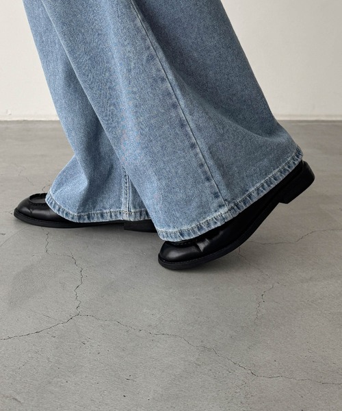 ワイドパンツ ジーンズ デニム デニムパンツ El mar　ダメージデニムパンツ 609 レディースの画像