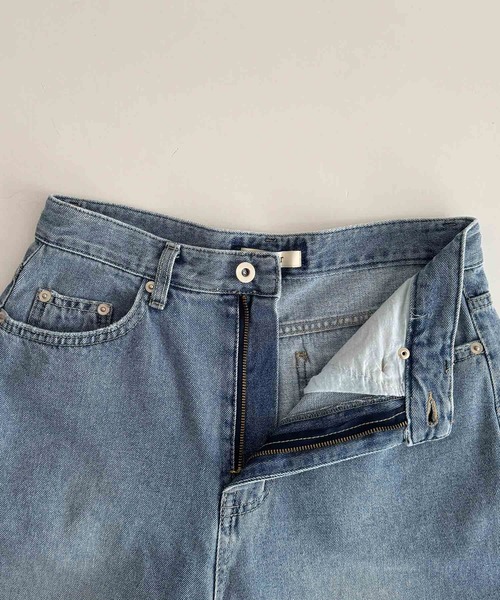 ワイドパンツ ジーンズ デニム デニムパンツ El mar　ダメージデニムパンツ 609 レディースの画像