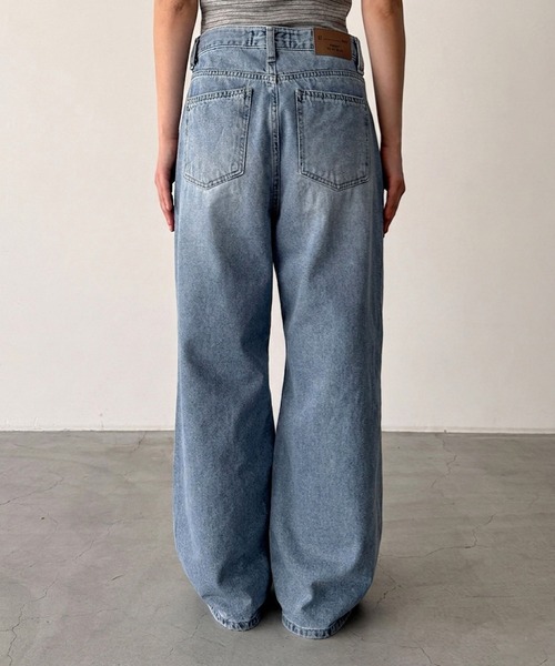 ワイドパンツ ジーンズ デニム デニムパンツ El mar　ダメージデニムパンツ 609 レディースの画像