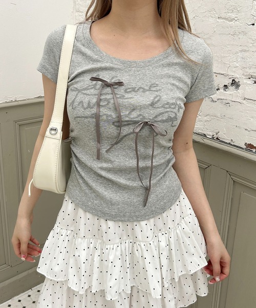 PHILLY（フィリー） tシャツ 半袖 メッセージリボンTシャツ レディース