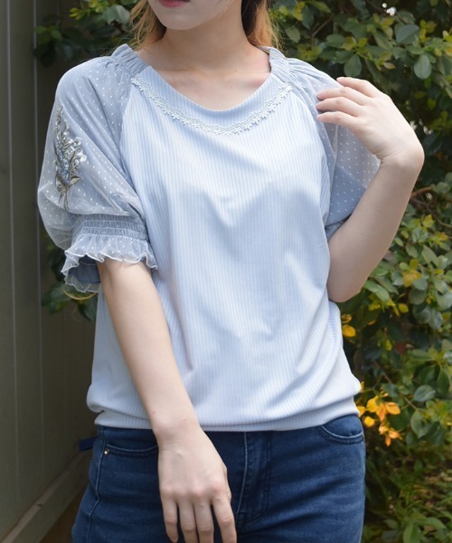 axes femme（アクシーズ ファム） tシャツ ネモフィラ×スズラン刺繍