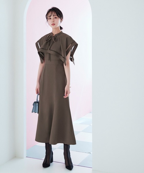 「RUIRUE BOUTIQUE」 ノースリーブワンピース M カーキブラウン レディース_画像7