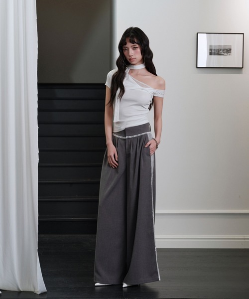 ANDWANG スラックス パンツ Side lace slacks レディース : ZOZOTOWN