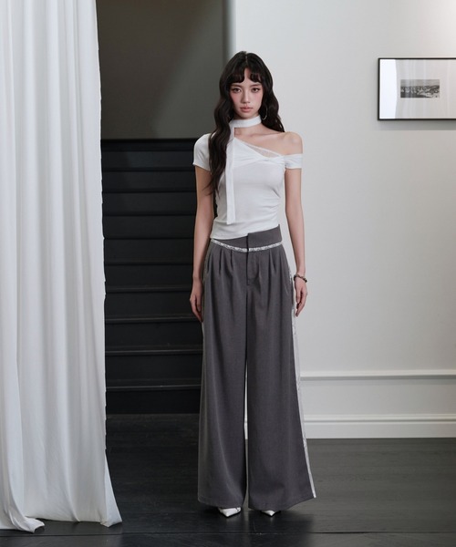 ANDWANG スラックス パンツ Side lace slacks レディース : ZOZOTOWN