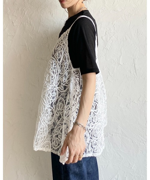 She's Closet キャミソール 刺繍 シアー レース キャミソール ビスチェ