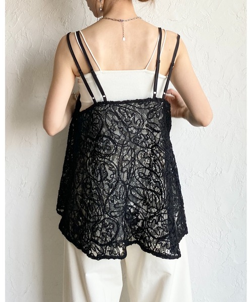 She's Closet キャミソール 刺繍 シアー レース キャミソール ビスチェ
