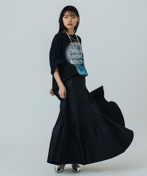 「OKIRAKU」 7分袖カットソー ONE SIZE ブラック レディース_画像2