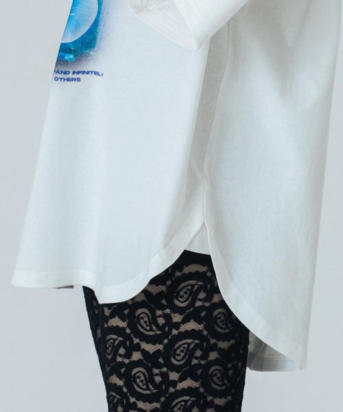 「OKIRAKU」 7分袖カットソー ONE SIZE ブラック レディース_画像8
