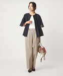 スラックス パンツ リネンライク ストレート ...の詳細画像2