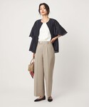 スラックス パンツ リネンライク ストレート ...の詳細画像3
