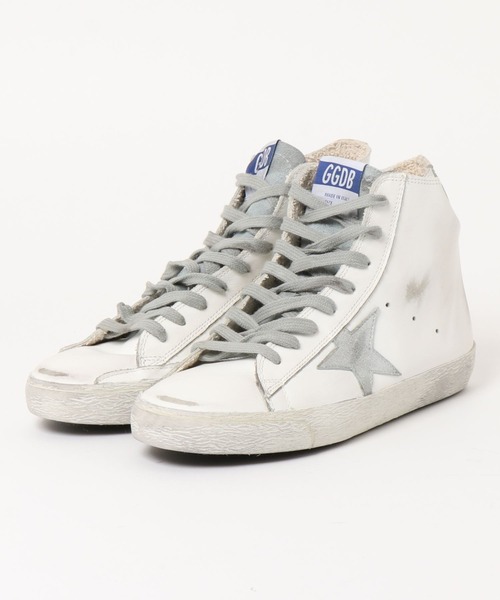 スニーカー GOLDEN GOOSE Francy sneakers white leather-silver suede star メンズの画像