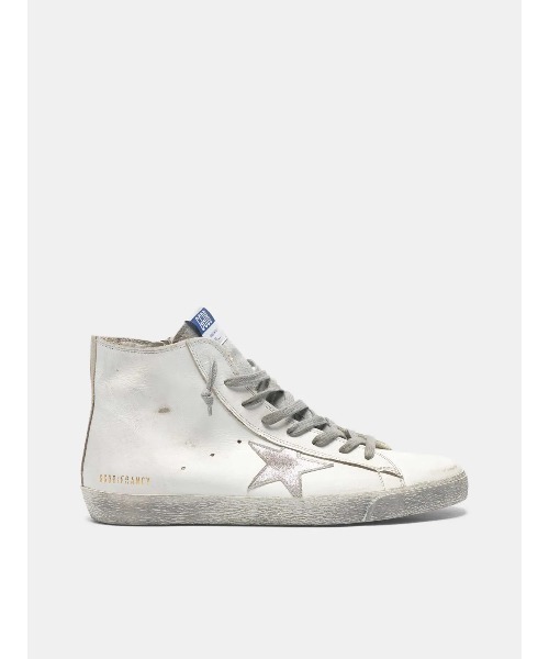 スニーカー GOLDEN GOOSE Francy sneakers white leather-silver suede star メンズの画像
