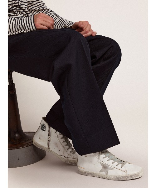 スニーカー GOLDEN GOOSE Francy sneakers white leather-silver suede star メンズの画像