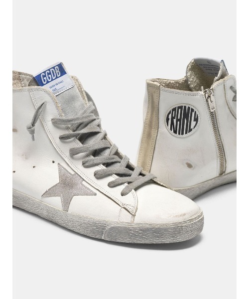 スニーカー GOLDEN GOOSE Francy sneakers white leather-silver suede star メンズの画像