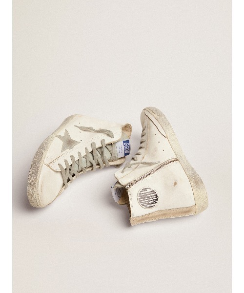 スニーカー GOLDEN GOOSE Francy sneakers white leather-silver suede star メンズの画像