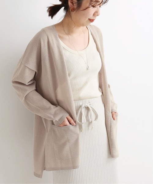 IENA ニット コットンハイツイストルーズカーディガン
