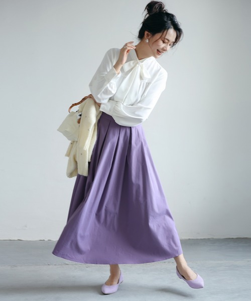 SAISON DE PAPILLON ブラウス シャツ リボンタイシャーリング
