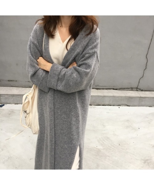 リック　オウエンス ダークグレー ニットカーディガン ロング丈 リック オウエンス ダークグレー ニットカーディガン ロング丈 Rick