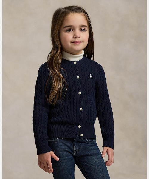 美品✨　ralph lauren kids ミニケーブル コットン カーディガン Polo Ralph Lauren Childrenswear カーディガン ミニ ケーブル